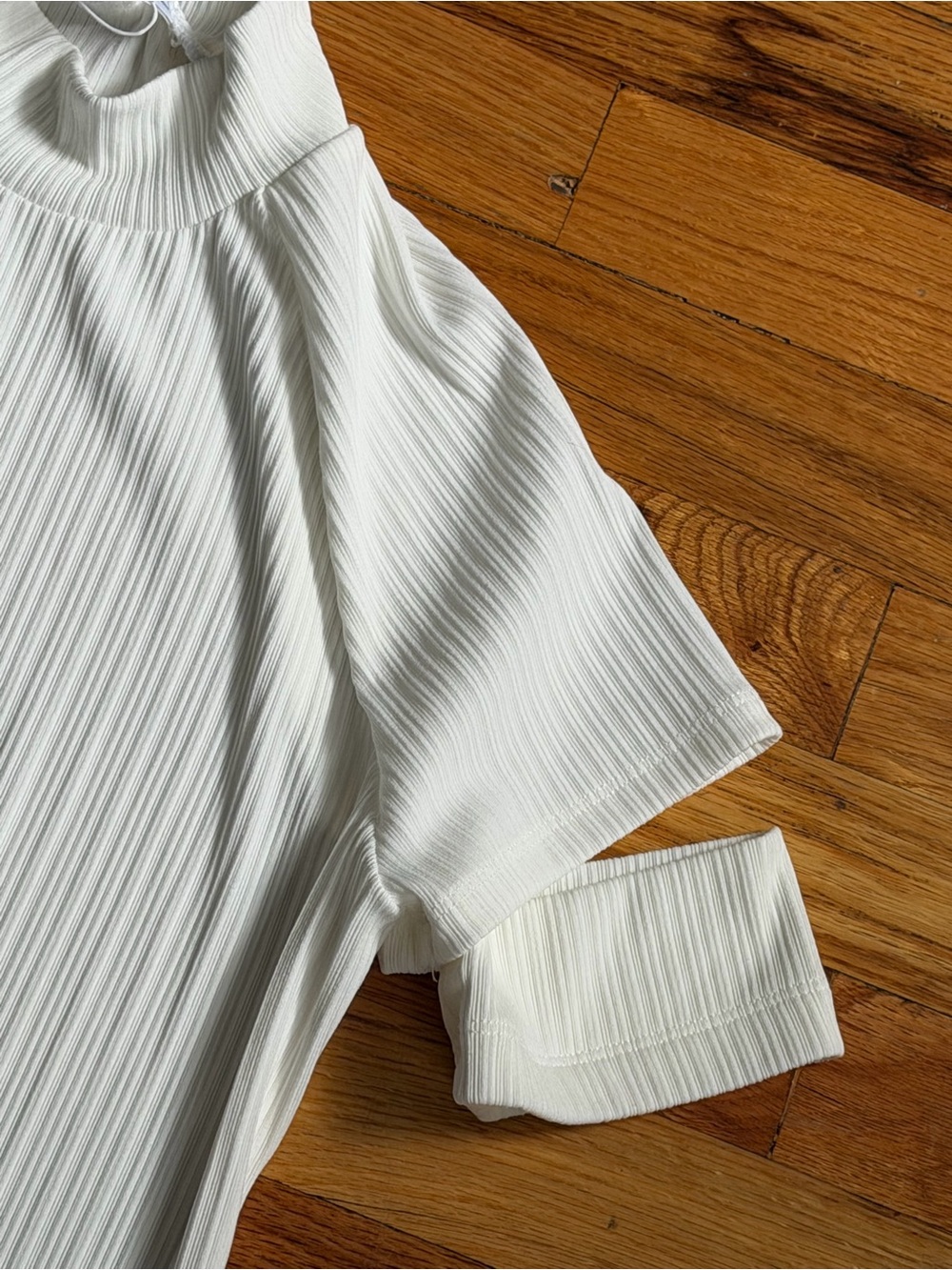 NWT Helmut Lang Rib Cuff Tee – Ivory, Size L - Picture 5 of 10